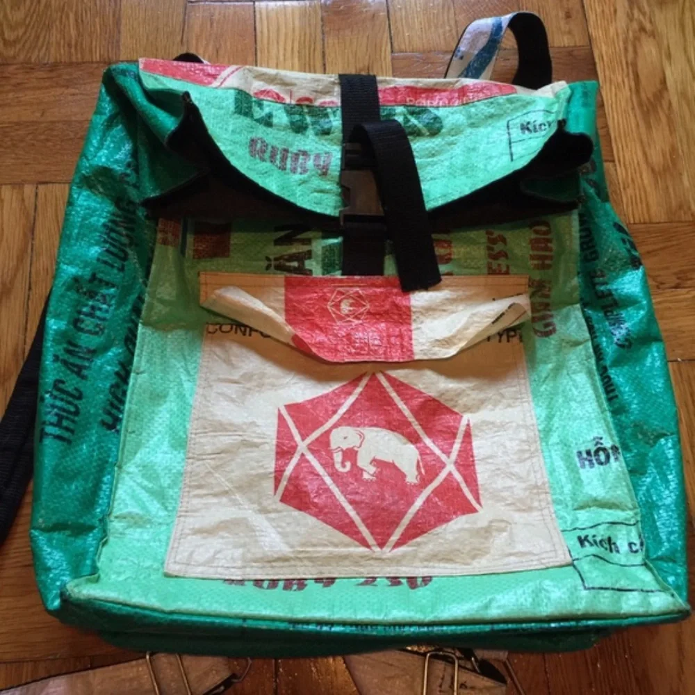 Angkor Recycled Backpack Handmade In Cambodia - Picture 1 of 6